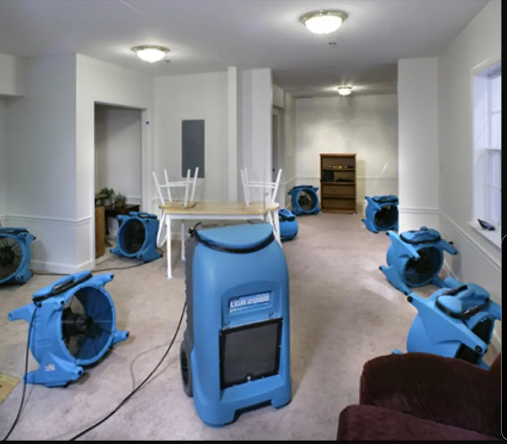 Air movers and dehumidifier setup for Water Extraction & Removal in South Euclid